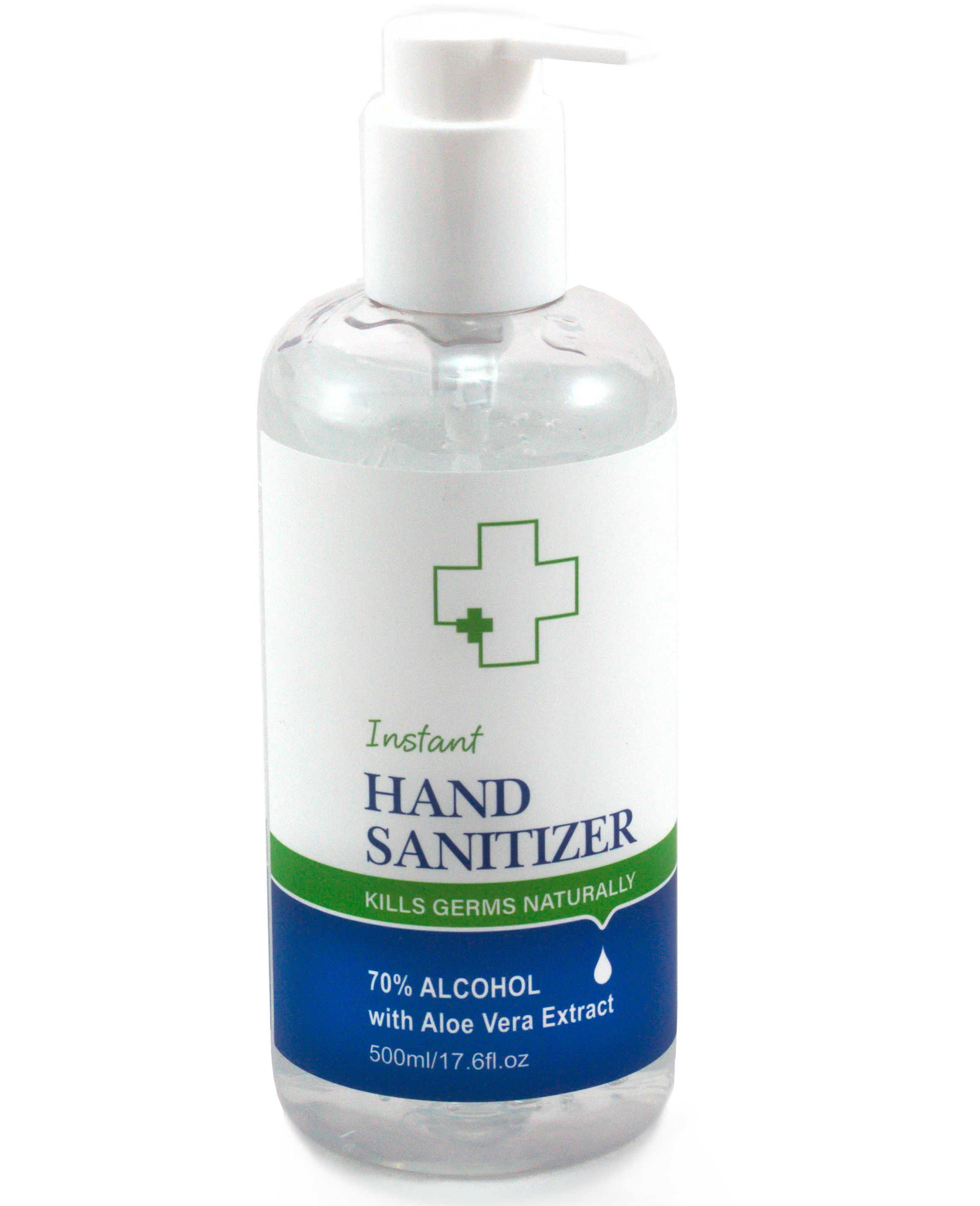 500ml Anti-Bacterial Aloe Vera 70% alcohol hand sanitizer with pump
